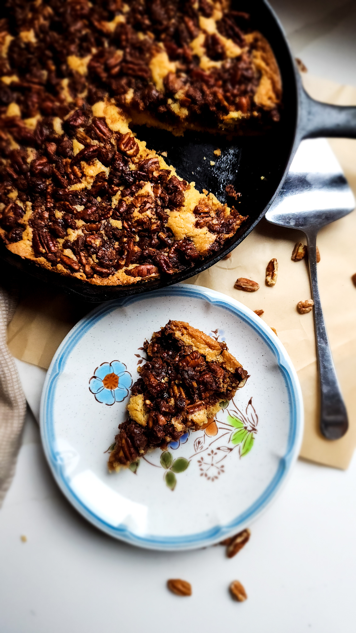 Cast Iron Skillet Maple Pecan Pie - Of Batter and Dough