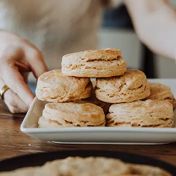 5 biscuits on a plate