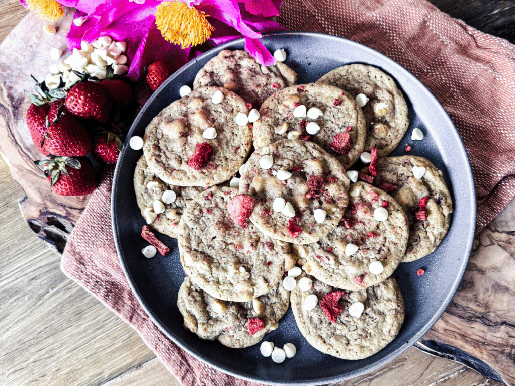 White Chocolate and Strawberry Cookies - Healthier Homemade Co Recipes